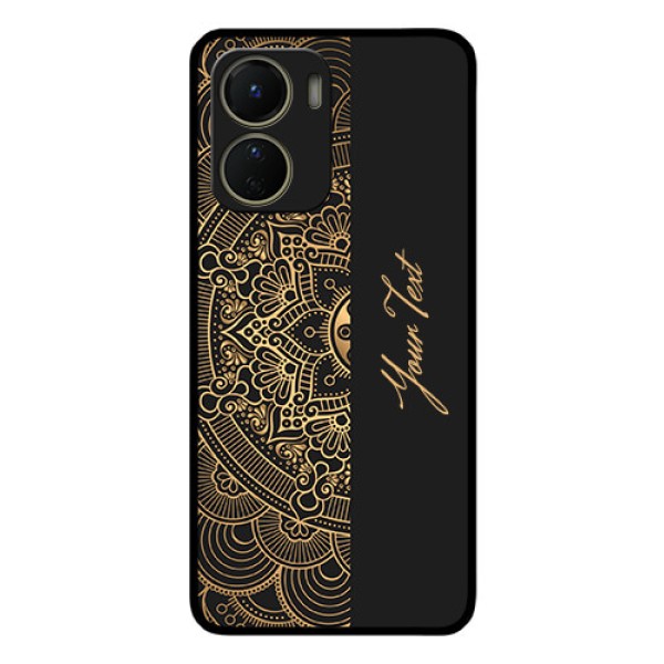 Vivo Y56 5G Photo Printing on Glass Case - Mandala art with custom text Design Vivo Y56 5G Photo Printing on Glass Case - Mandala art with custom text Design