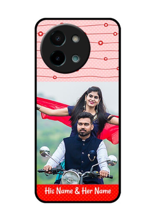 Vivo Y58 5G Custom Glass Phone CaseRed Pattern Case Design