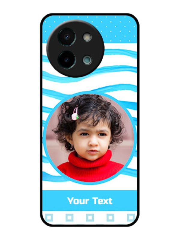 Custom Vivo Y58 5G Custom Glass Phone CaseSimple Blue Case Design