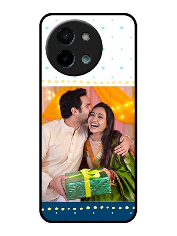 Custom Vivo Y58 5G Custom Glass Phone CaseWhite And Blue Abstract Design