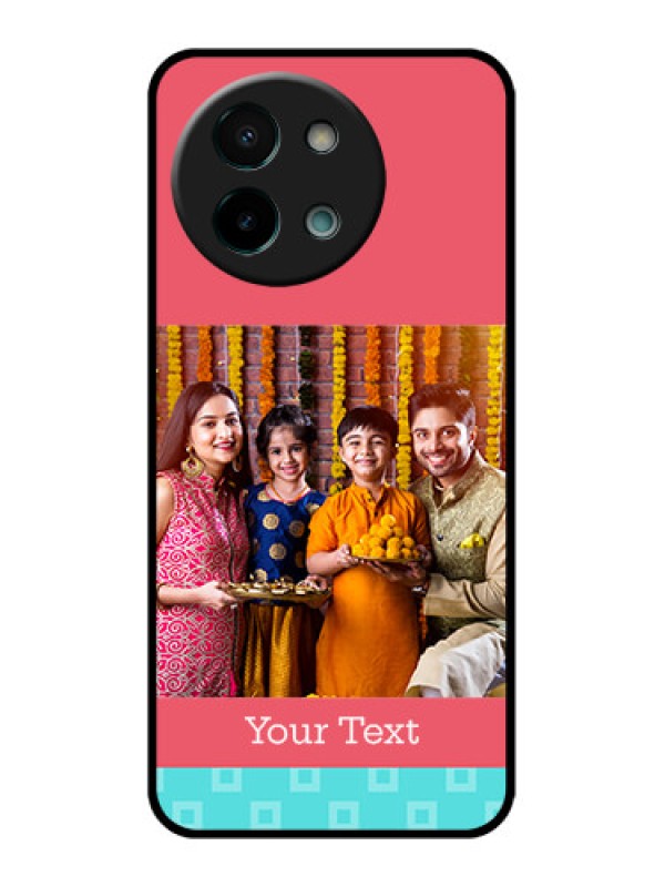 Custom Vivo Y58 5G Custom Glass Phone CasePeach and Blue Color Design