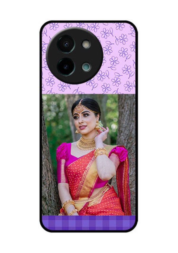 Vivo Y58 5G Custom Glass Phone CasePurple Floral Design