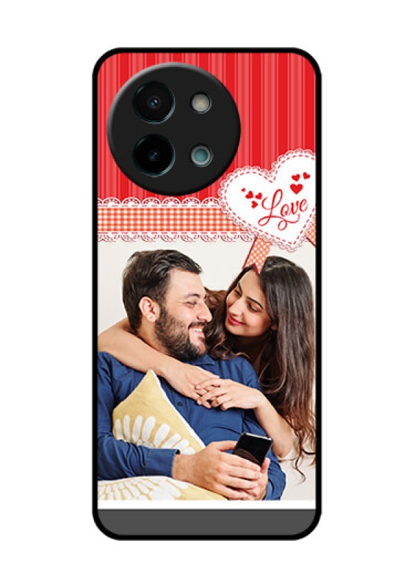 Vivo Y58 5G Custom Glass Phone CaseRed Love Pattern Design