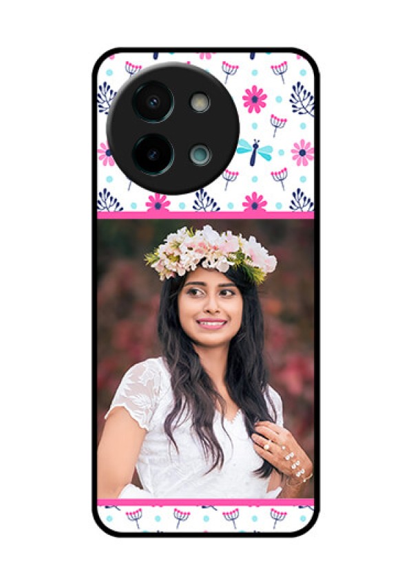 Vivo Y58 5G Custom Glass Phone CaseColorful Flower Design