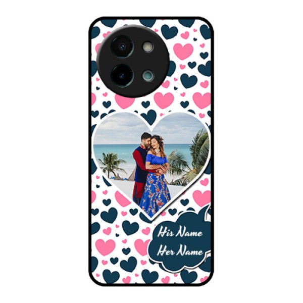 Vivo Y58 5G Custom Glass Phone CasePink and Blue Heart Design