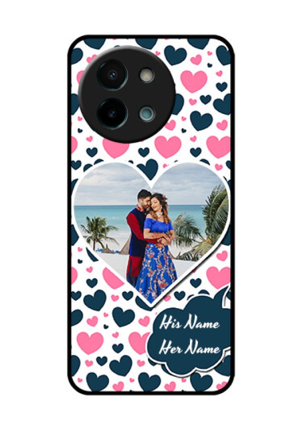 Vivo Y58 5G Custom Glass Phone CasePink and Blue Heart Design