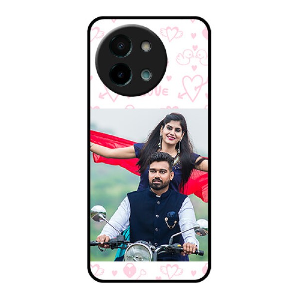 Vivo Y58 5G Custom Glass Phone CasePink Flying Heart Design