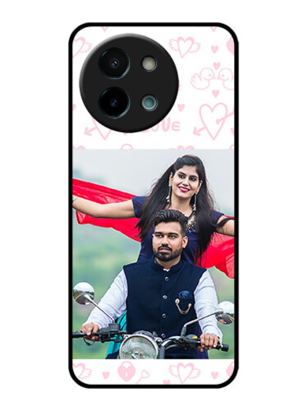 Custom Vivo Y58 5G Custom Glass Phone CasePink Flying Heart Design