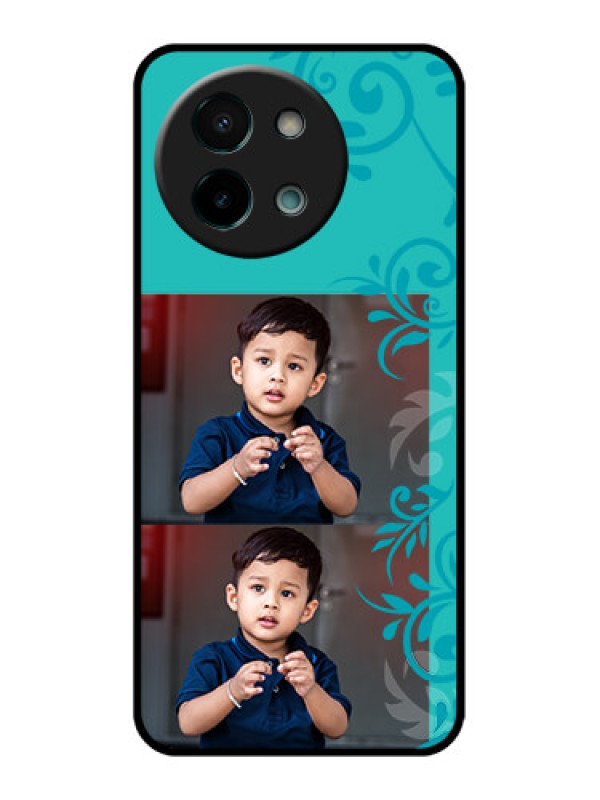 Custom Vivo Y58 5G Custom Glass Phone CaseWith Photo And Green Floral Design