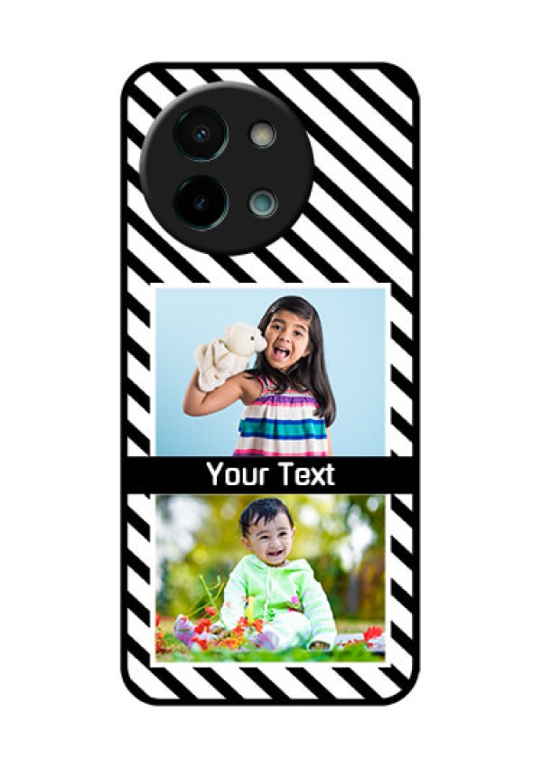 Vivo Y58 5G Custom Glass Phone CaseBlack And White Stripes Design