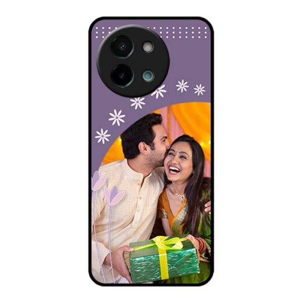 Vivo Y58 5G Custom Glass Phone CaseLavender Flowers Design Vivo Y58 5G Custom Glass Phone CaseLavender Flowers Design
