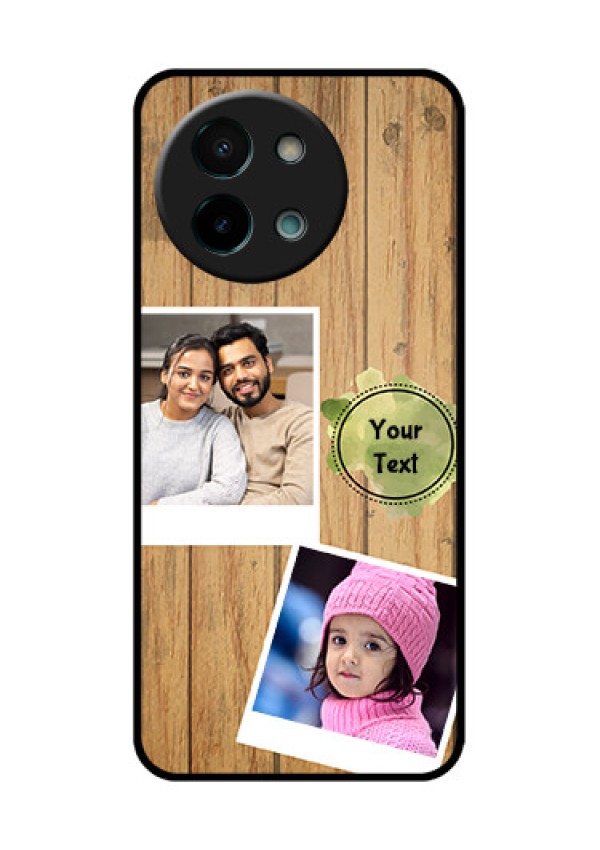 Vivo Y58 5G Custom Glass Phone CaseWooden Texture Design
