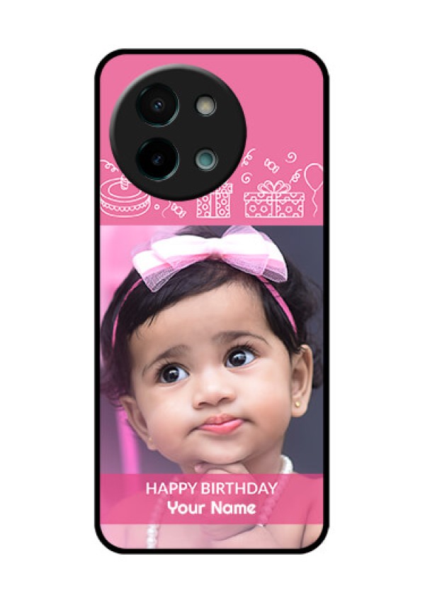 Vivo Y58 5G Custom Glass Phone CaseWith Birthday Line Art Design