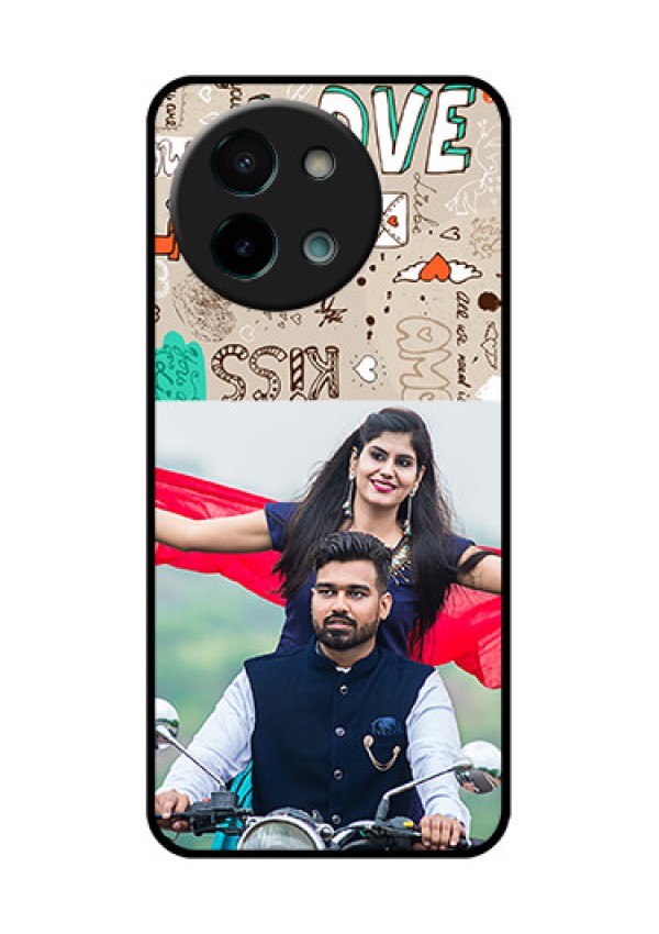 Vivo Y58 5G Custom Glass Phone CaseLove Doodle Pattern