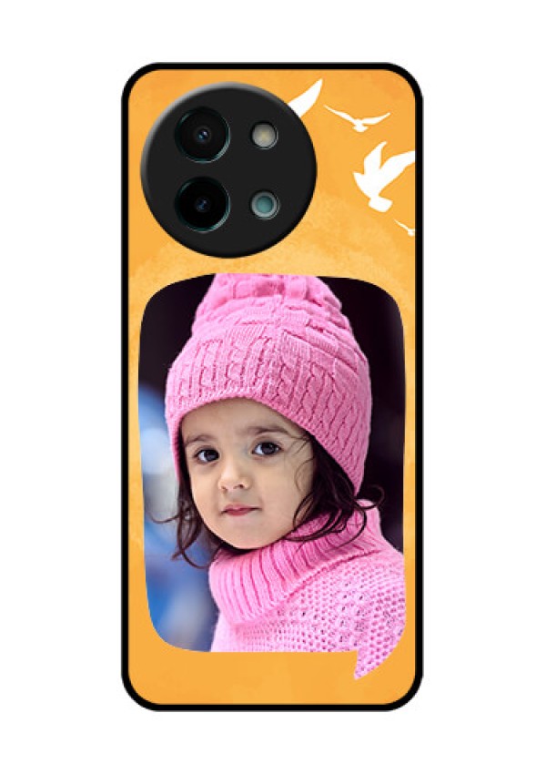 Vivo Y58 5G Custom Glass Phone CaseWater Color Design With Bird Icons