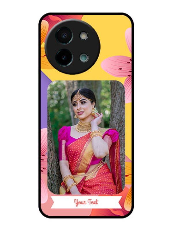 Custom Vivo Y58 5G Custom Glass Phone Case3 Image With Vintage Floral Design