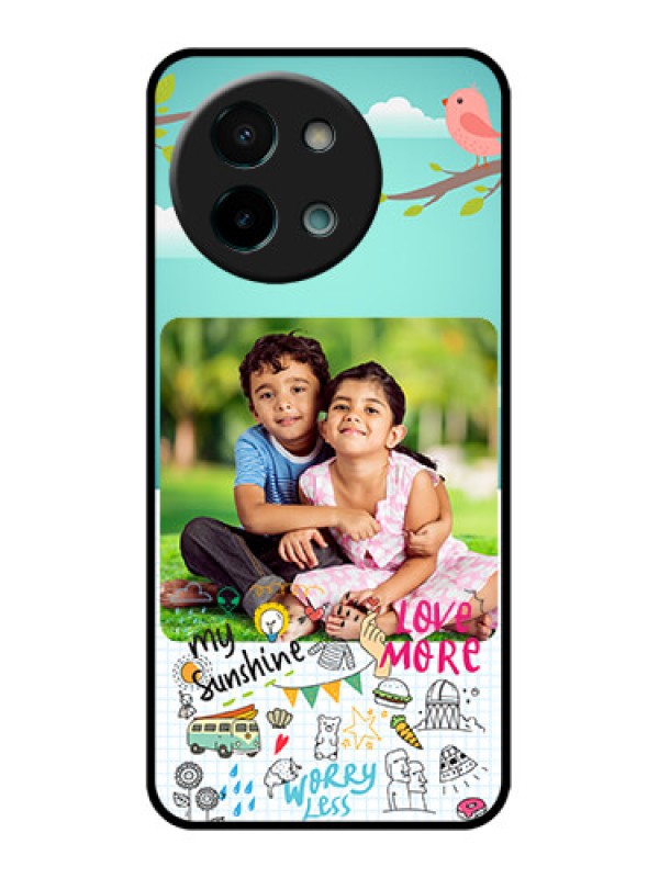 Custom Vivo Y58 5G Custom Glass Phone CaseDoodle Love Design