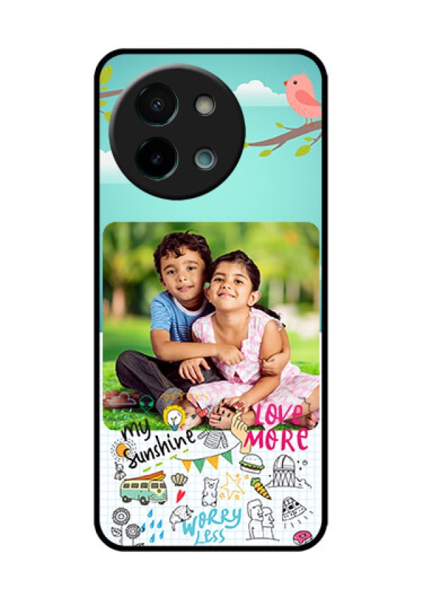 Vivo Y58 5G Custom Glass Phone CaseDoodle Love Design