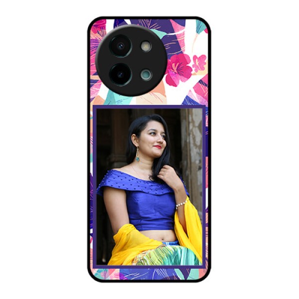 Vivo Y58 5G Custom Glass Phone CaseAbstract Floral Design