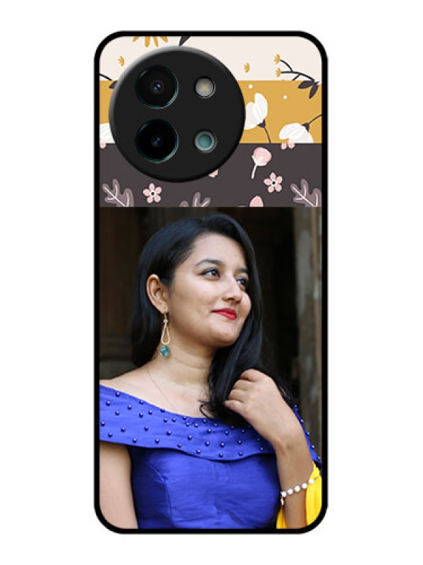 Custom Vivo Y58 5G Custom Glass Phone CaseStylish Floral Design