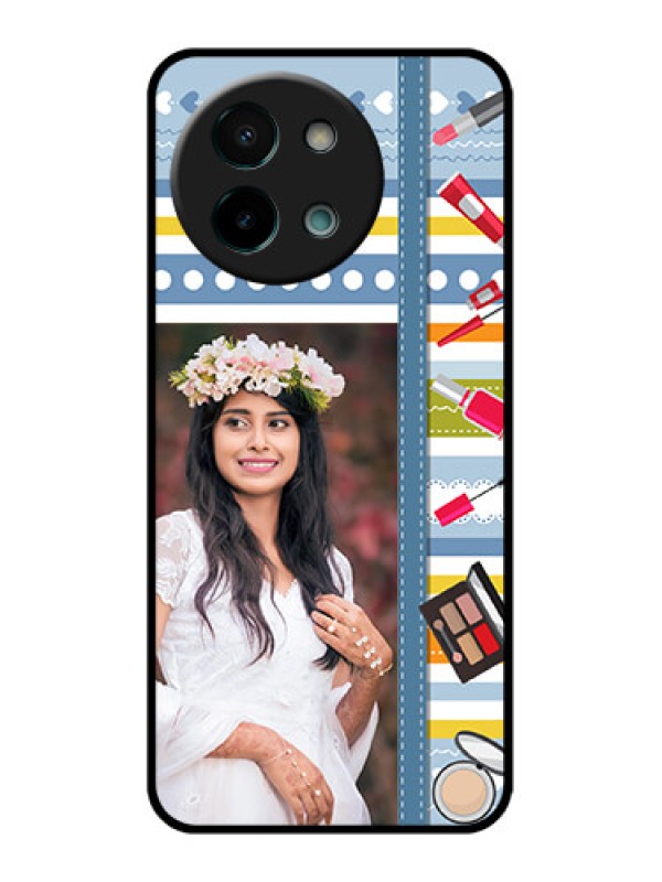 Custom Vivo Y58 5G Custom Glass Phone CaseMakeup Icons Design