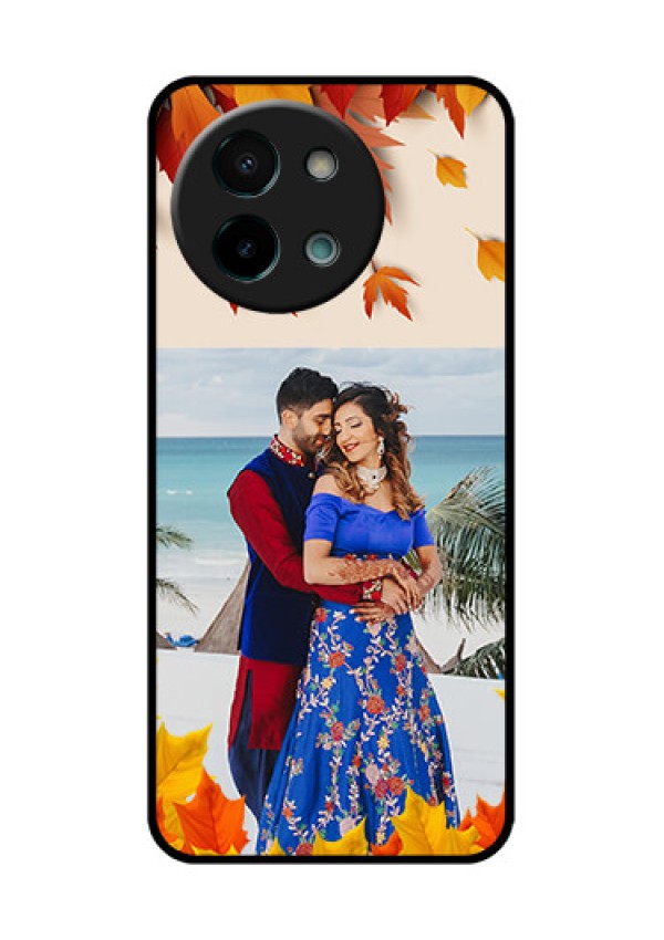 Vivo Y58 5G Custom Glass Phone CaseAutumn Maple Leaves Design