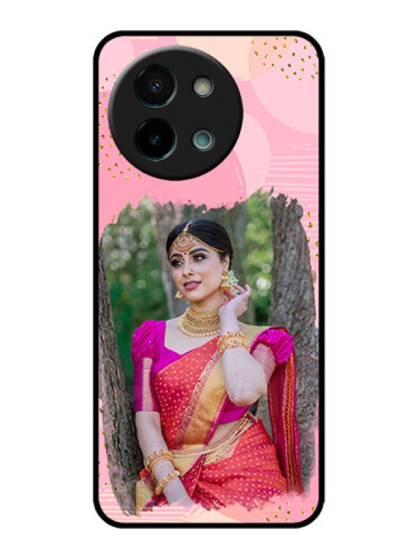 Custom Vivo Y58 5G Custom Glass Phone CaseGold Glitter Splash Design