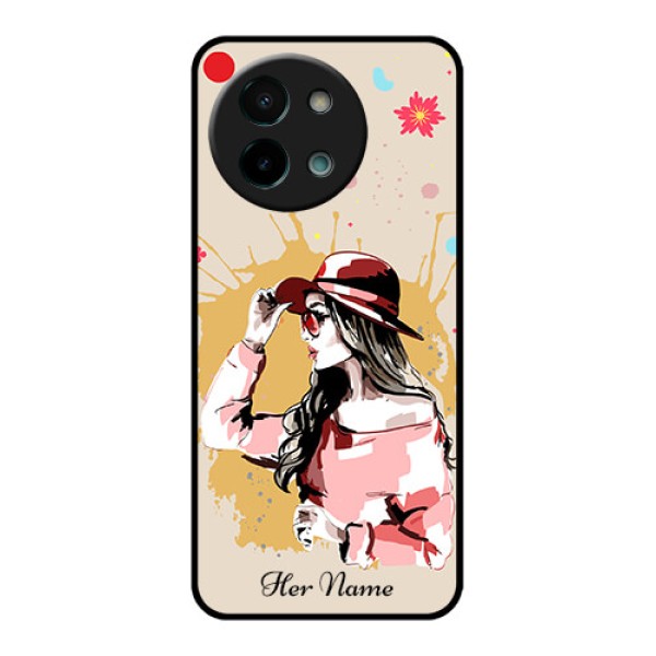 Vivo Y58 5G Custom Glass Phone CaseWomen With Pink Hat Design