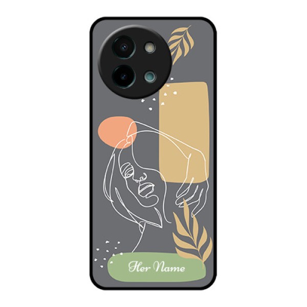 Vivo Y58 5G Custom Glass Phone CaseGazing Woman Line Art Design Vivo Y58 5G Custom Glass Phone CaseGazing Woman Line Art Design