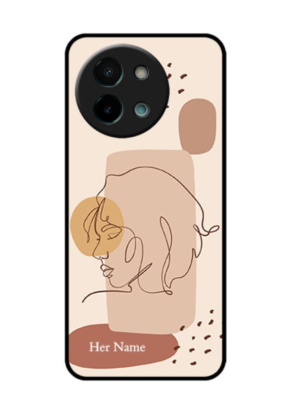 Vivo Y58 5G Custom Glass Phone CaseCalm Woman Line Art Design