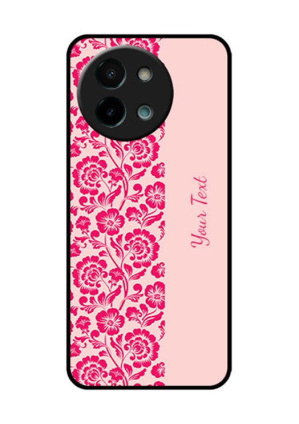 Vivo Y58 5G Custom Glass Phone CaseAttractive Floral Pattern Design
