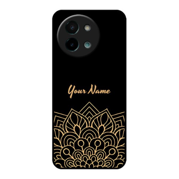 Vivo Y58 5G Custom Glass Phone CaseGolden Mandala Design