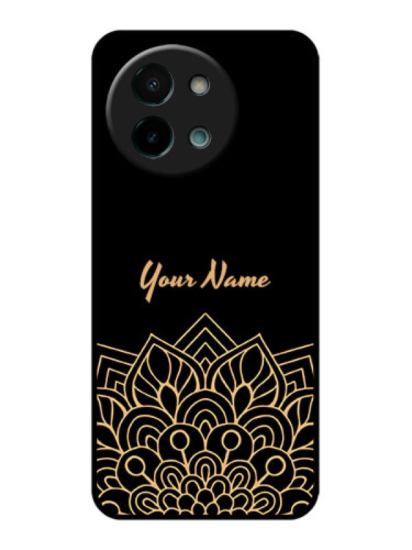 Custom Vivo Y58 5G Custom Glass Phone CaseGolden Mandala Design