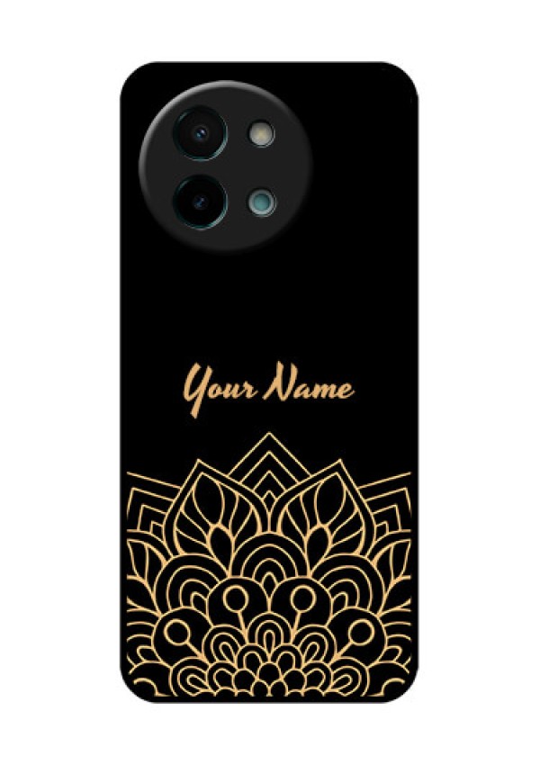 Vivo Y58 5G Custom Glass Phone CaseGolden Mandala Design