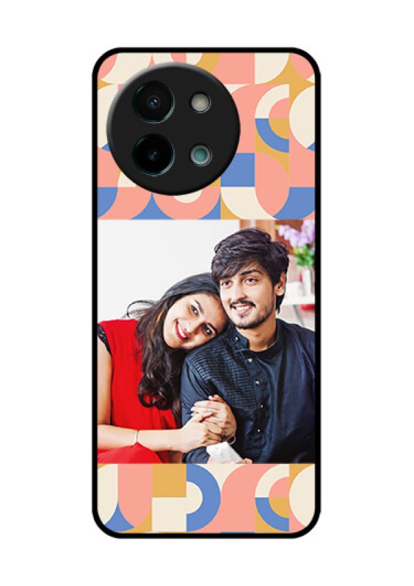 Vivo Y58 5G Custom Glass Phone CaseSemi - Circle Maze Pattern Design