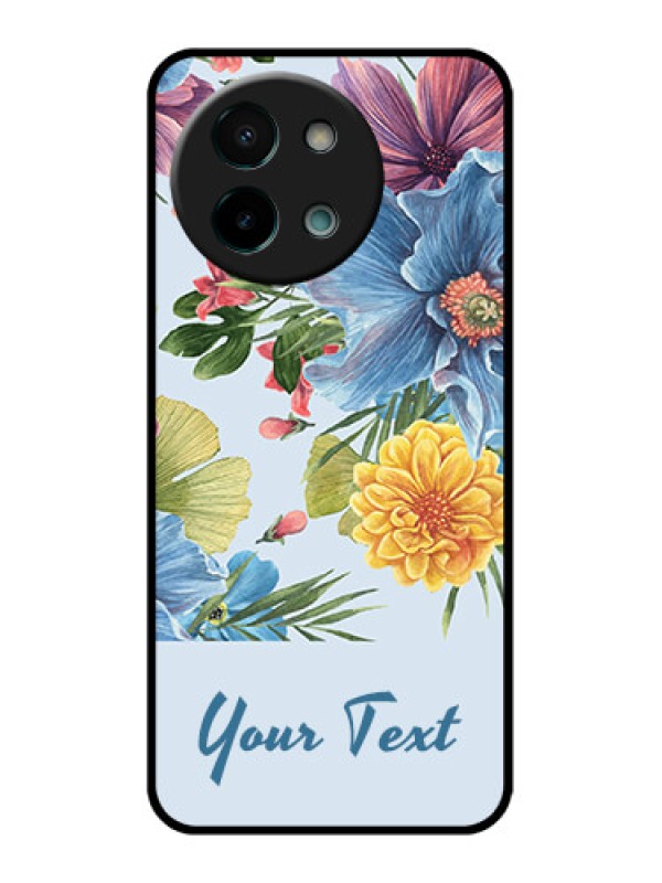 Custom Vivo Y58 5G Custom Glass Phone CaseStunning Watercolored Flowers Painting Design