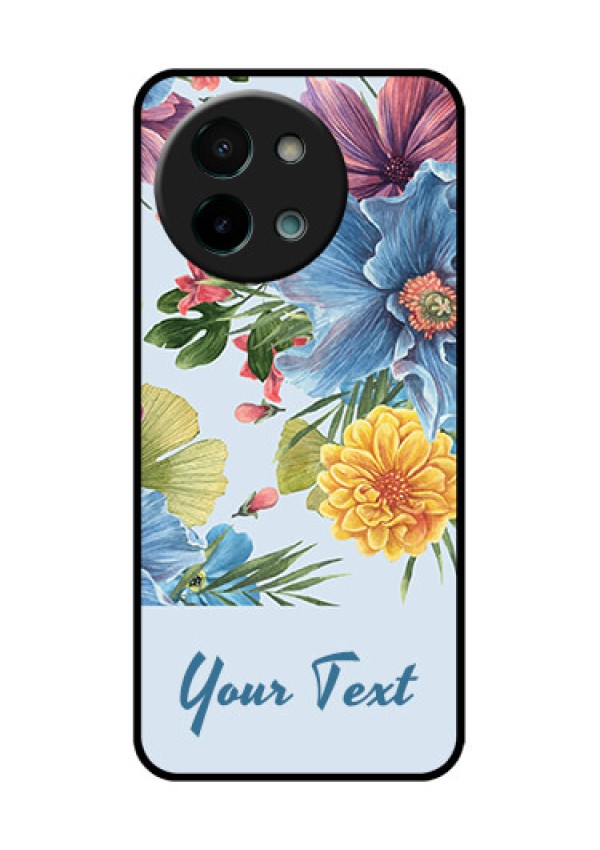 Vivo Y58 5G Custom Glass Phone CaseStunning Watercolored Flowers Painting Design