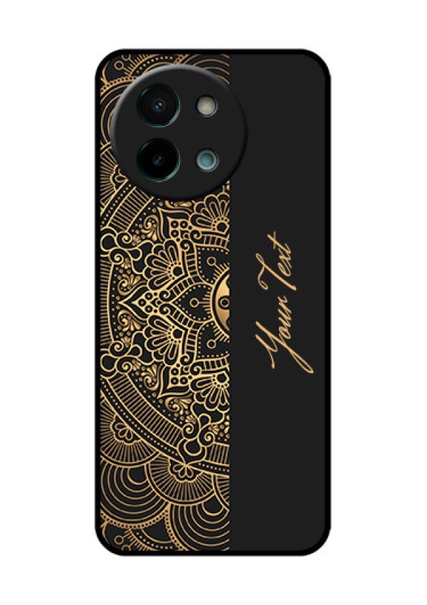 Vivo Y58 5G Custom Glass Phone CaseMandala Art With Custom Text Design