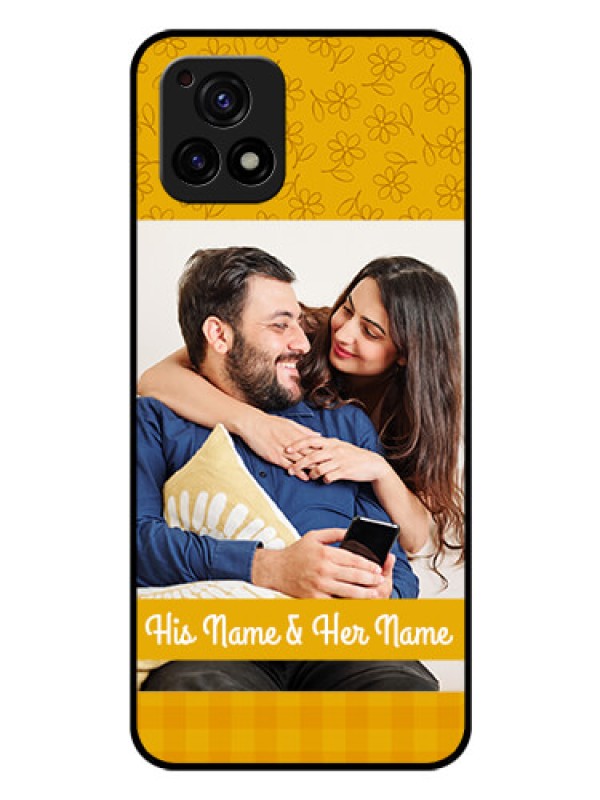 Custom Vivo Y72 5G Custom Glass Mobile Case - Yellow Floral Design
