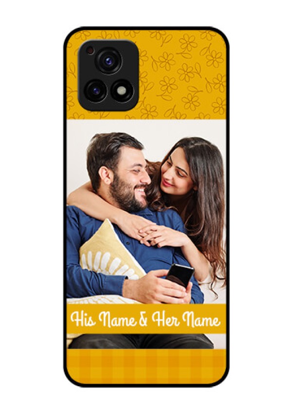 Vivo Y72 5G Custom Glass Mobile Case - Yellow Floral Design