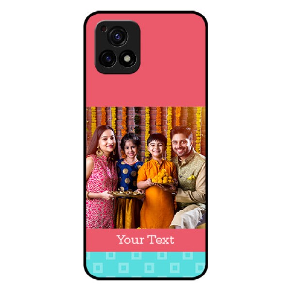 Vivo Y72 5G Personalized Glass Phone Case - Peach & Blue Color Design