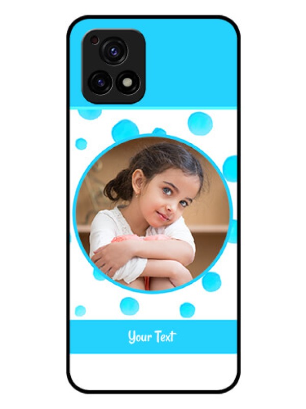 Custom Vivo Y72 5G Photo Printing on Glass Case - Blue Bubbles Pattern Design