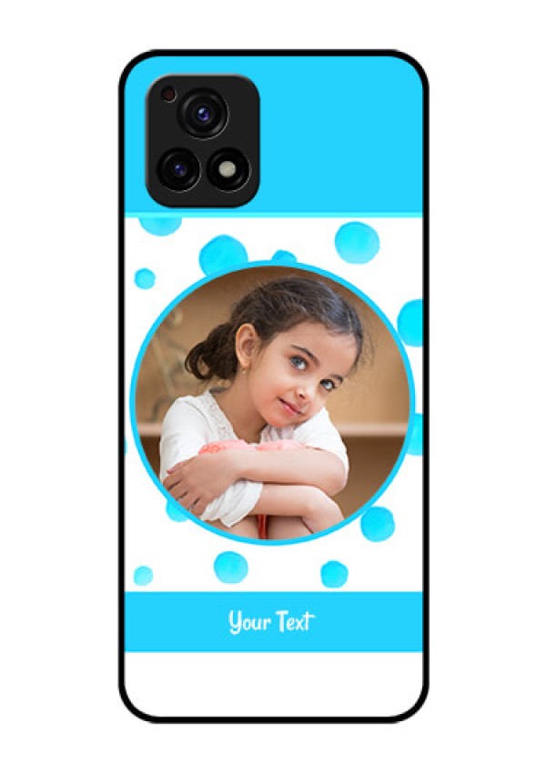 Vivo Y72 5G Photo Printing on Glass Case - Blue Bubbles Pattern Design
