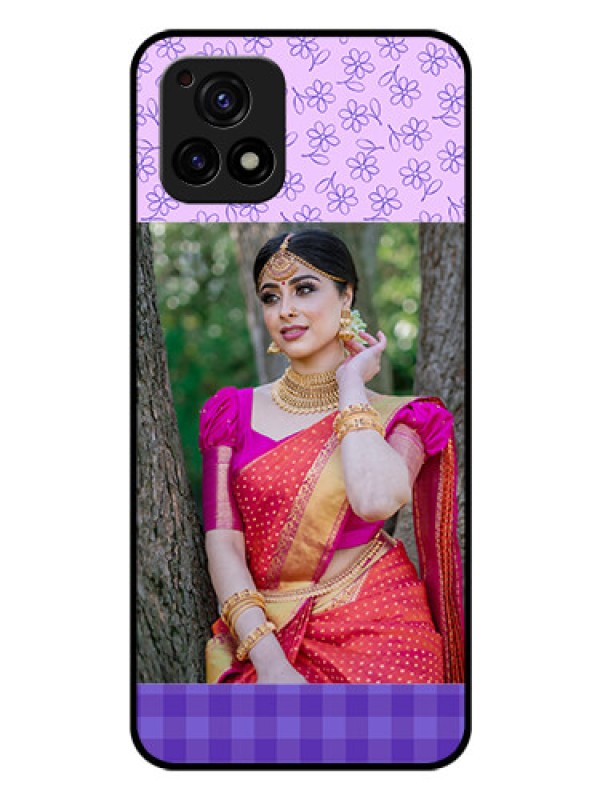 Custom Vivo Y72 5G Custom Glass Phone Case - Purple Floral Design