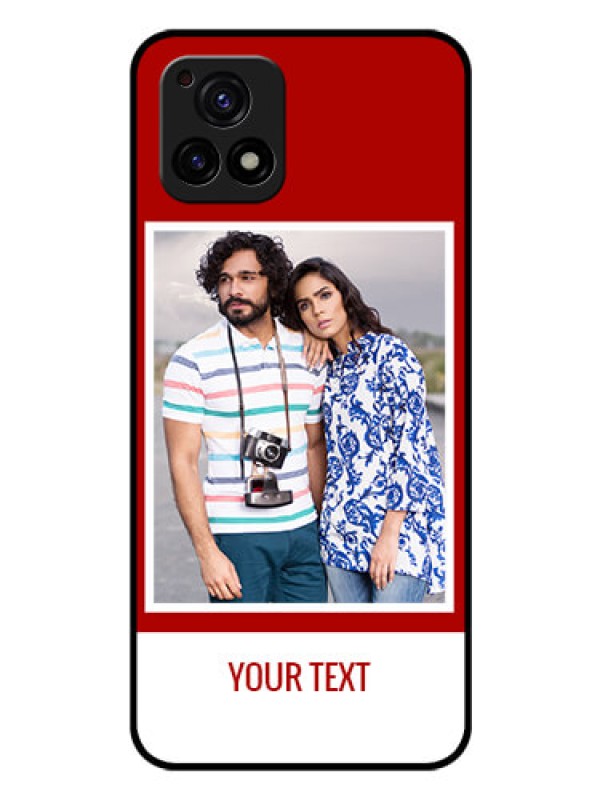 Custom Vivo Y72 5G Personalized Glass Phone Case - Simple Red Color Design