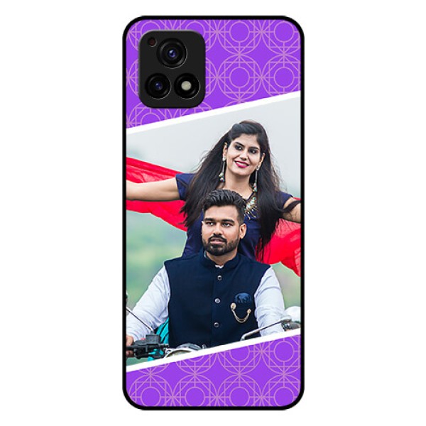 Vivo Y72 5G Custom Glass Phone Case - Violet Pattern Design