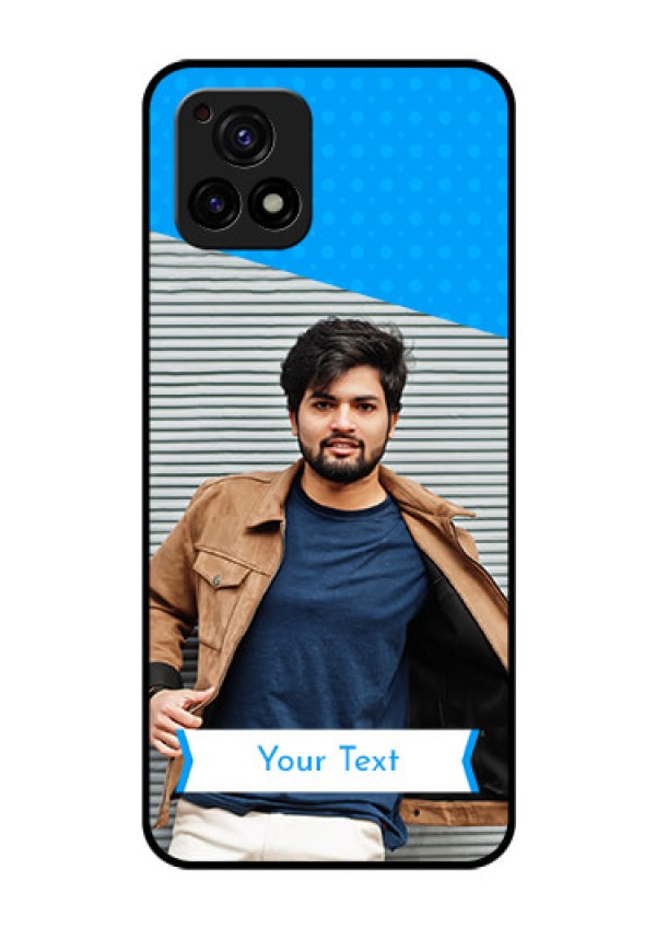 Vivo Y72 5G Photo Printing on Glass Case - Simple Blue Color Design