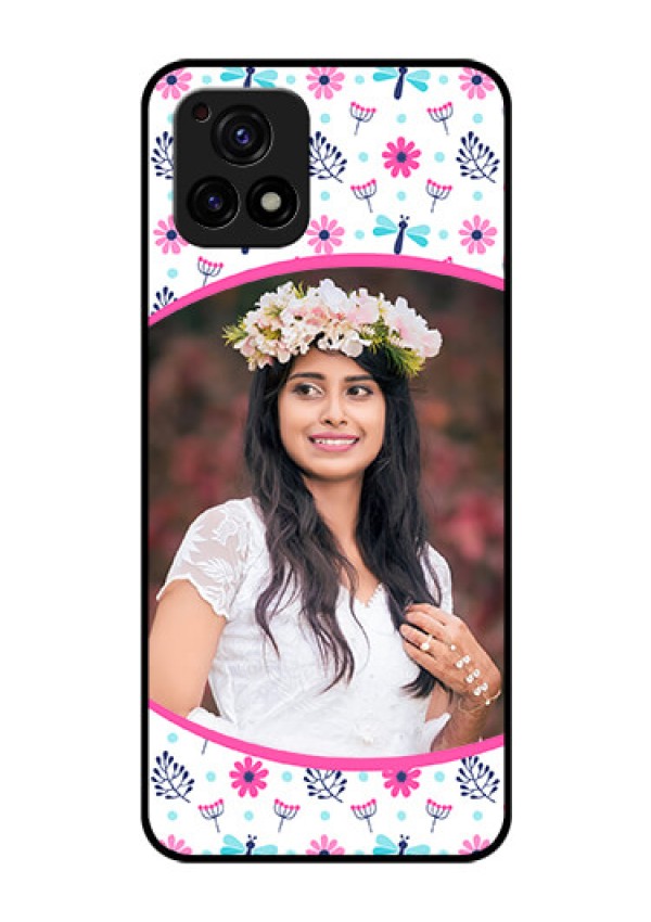 Vivo Y72 5G Photo Printing on Glass Case - Colorful Flower Design