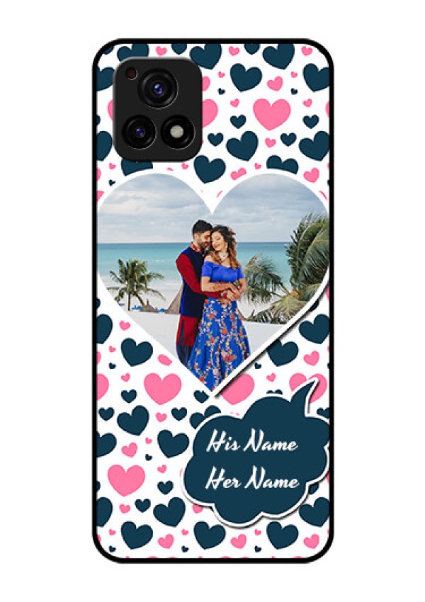 Vivo Y72 5G Custom Glass Phone Case - Pink & Blue Heart Design