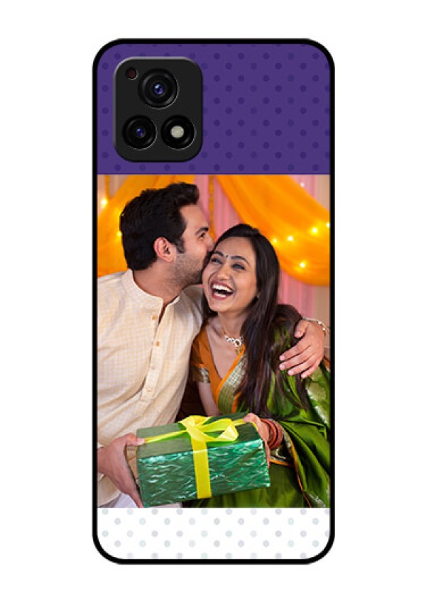 Vivo Y72 5G Personalized Glass Phone Case - Violet Pattern Design